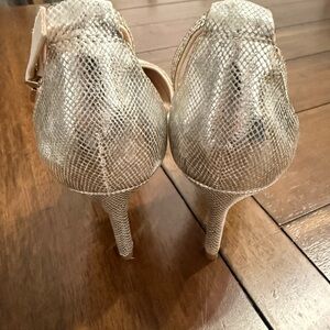 Kelly & Katie Shimmering Silver Snakeskin Heels